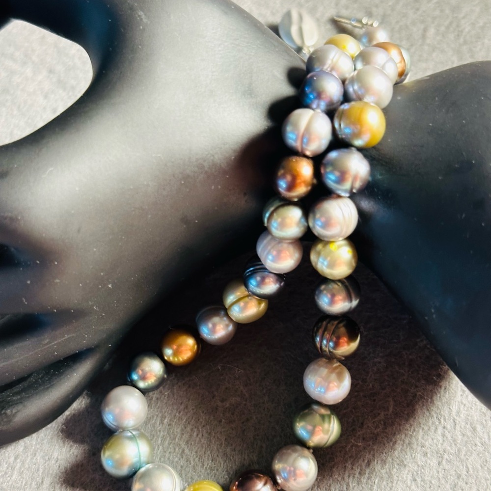 10mm Honora Cultured Pearl Necklace 16” Metallic colors